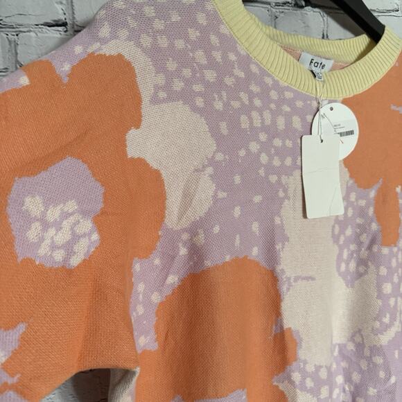FATE Harris Sweater, Long Sleeve Bright/Colorful Pastel Floral, NWT, Sz Medium - Picture 8 of 10